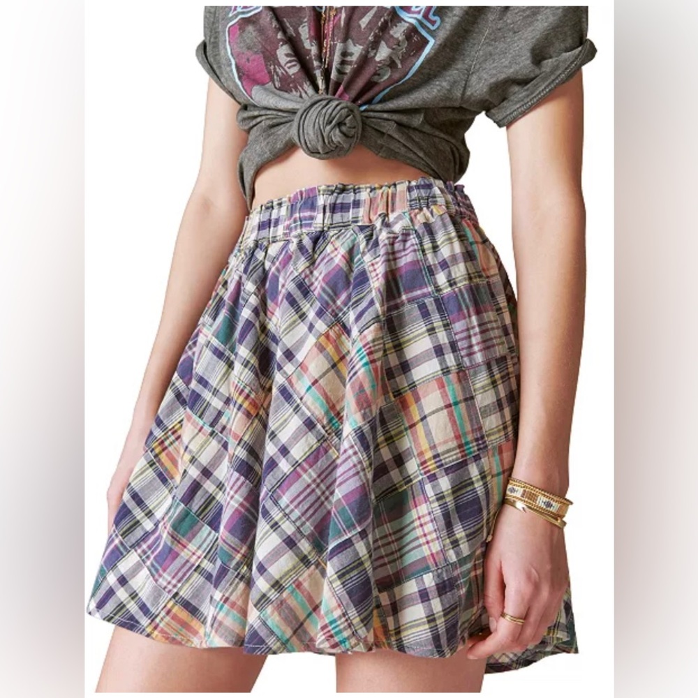 Lucky Brand Women's Patchwork Pull-On Mini Skirt Heritage Multi Size‎ XS-M NWT